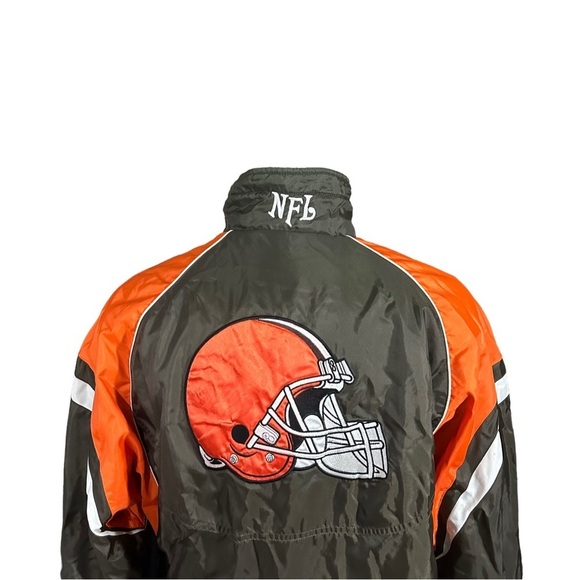NFL Cleveland Browns Orange Reversible Full Zip Jacket Sz L Embroidered Nylon - Picture 4 of 16
